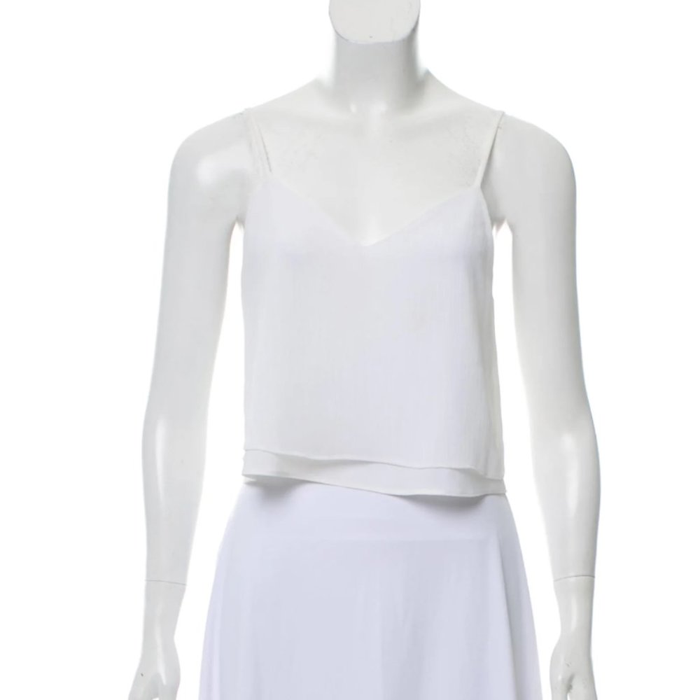 Alice + Olivia White V-Neck Crop Top, XS